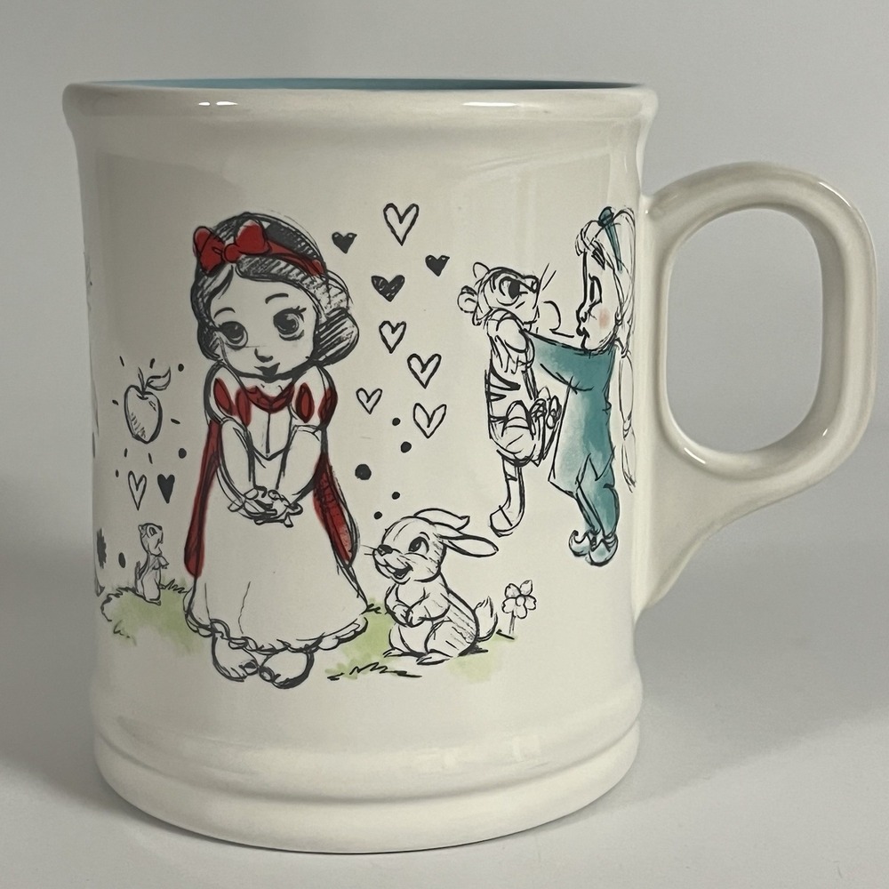Disney Animator Princess Sketch Mug, Snow White Jasmine Rapunzal TinkerBell